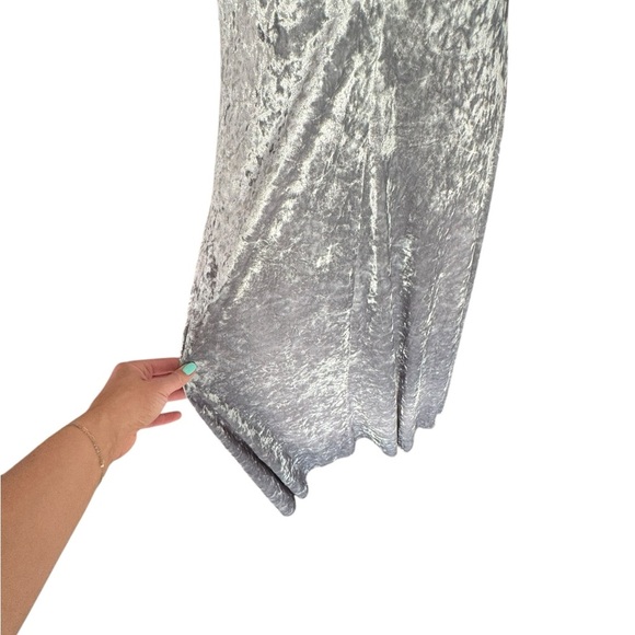 Calvin Klein Silver Crushed Velvet Slip Maxi Dress Y2K 90 Minimalist Party 10 H4 - Picture 4 of 10